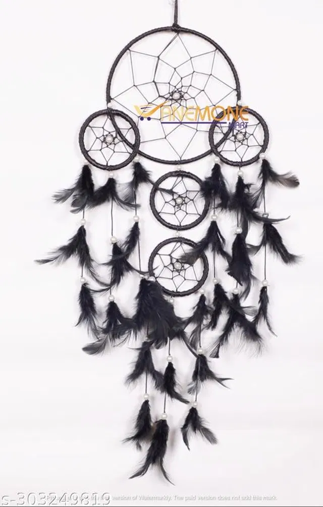 Feather Wall Hanging Dream Catcher (Black)