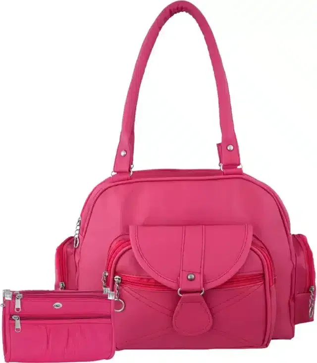 Handbag with Purse for Women (Set of 1, Pink)