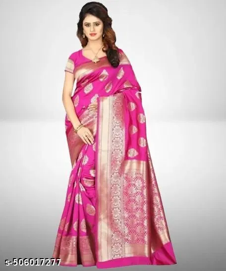 Banarasi Silk Zari Woven Saree for Women (Pink, 6.3 m)