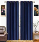 Polyester Blackout Plain Blue Door Curtain 7ft Pack of 1