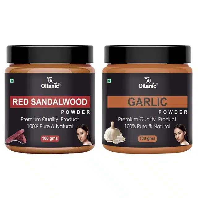 Natural Red Sandalwood & Garlic Powder for Skin & Hair (Pack of 2, 100 g)