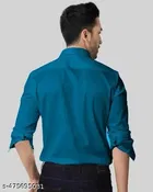 Cotton Solid Shirt for Men, Teal 