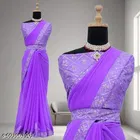 Georgette Embellished Saree For Women, Lavender