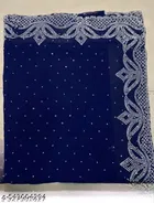 Georgette Solid Saree For Women, Blue