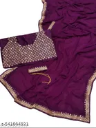 Georgette Solid Saree For Women, Purple