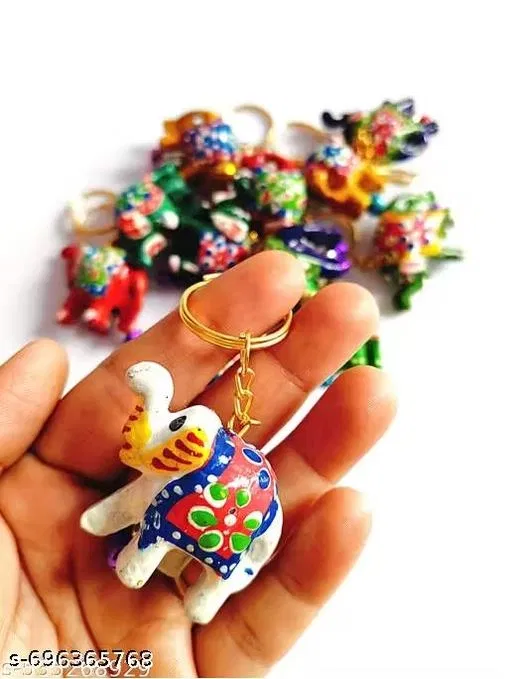 Elephant Keychain Showpiece, Pack of 12 (Multicolor)