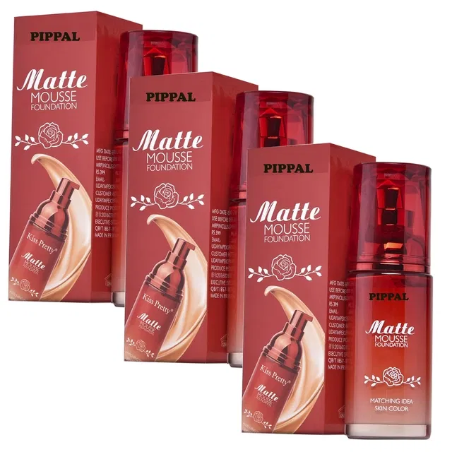 Pippal Matte Mouse Foundation (60 ml, Pack of 3)
