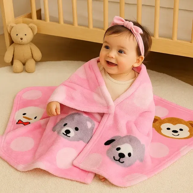 Brandon Baby Blanket Puppies Pink 100x75 cm