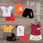 Hosiery Cotton Printed Clothing Set for Kids, Multicolor, Pack of 5 