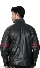 Synthetic Leather Full Sleeves Solid Jacket for Men 