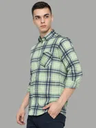 Full Sleeves Checkered Shirt for Men (Mint Green, M)