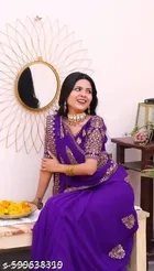 Georgette Saree for Women, Purple 
