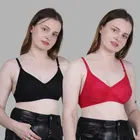 Cotton Solid Non Padded Bra for Women, Multicolour, Pack of 2 