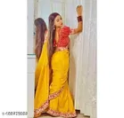 Chinnon Embroidered Saree For Women, Yellow