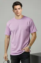 Polyester Round Neck T-shirt for Men, Lavendar 