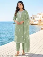 Embroidered Acrylic Kurta Set for Women 