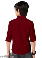 Solid Long Sleeve Spread Collar Shirt for Boys 