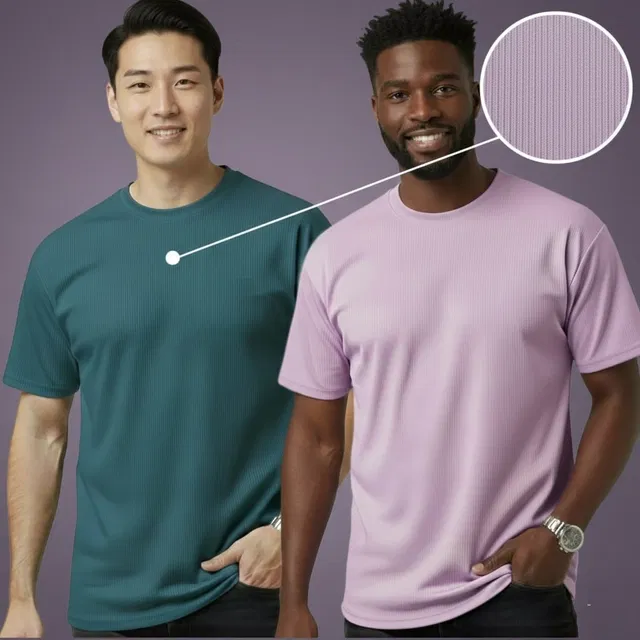 Polyester Round Neck T-shirt for Men, Multicolour, Pack of 2 (L)