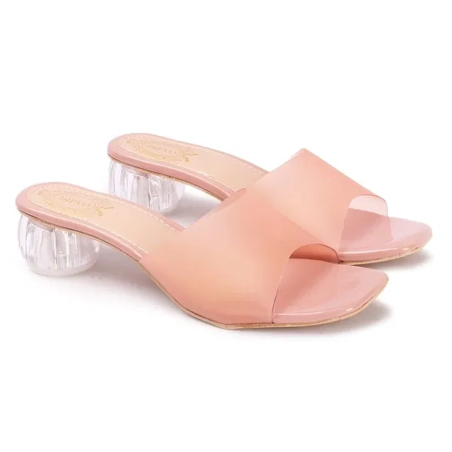Zakozee Shiny Heels for Women (Beige, 5)