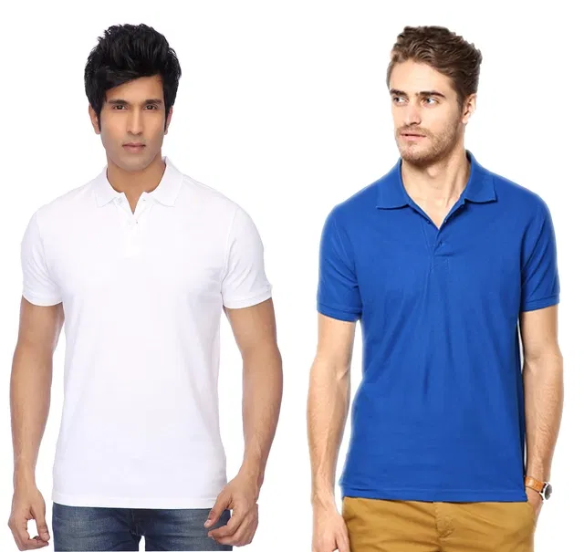 Polo Solid Cotton Blend T-shirts for Men, Pack of 4 (Multicolor, M)