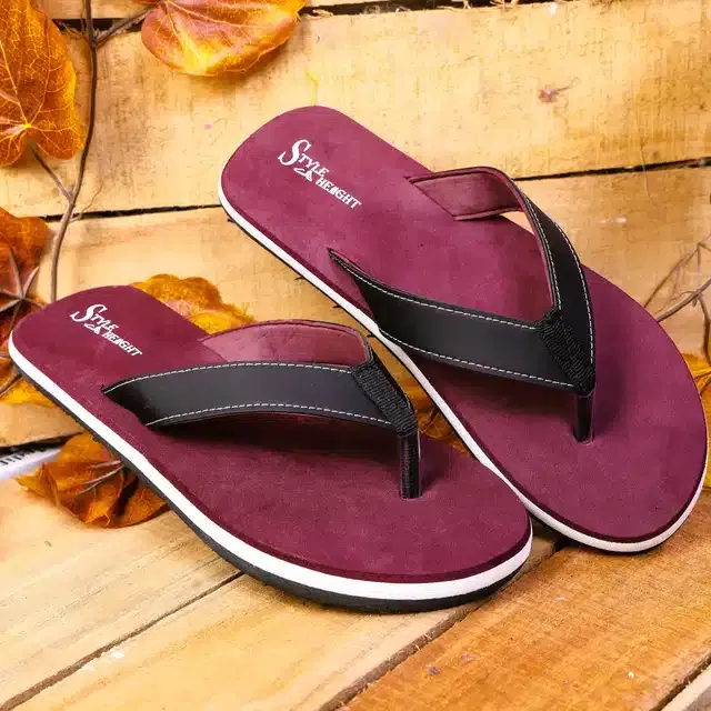 Flip Flops for Men (Maroon, 7)