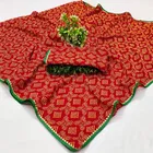 Georgette Bandhini Saree for Women (Red)