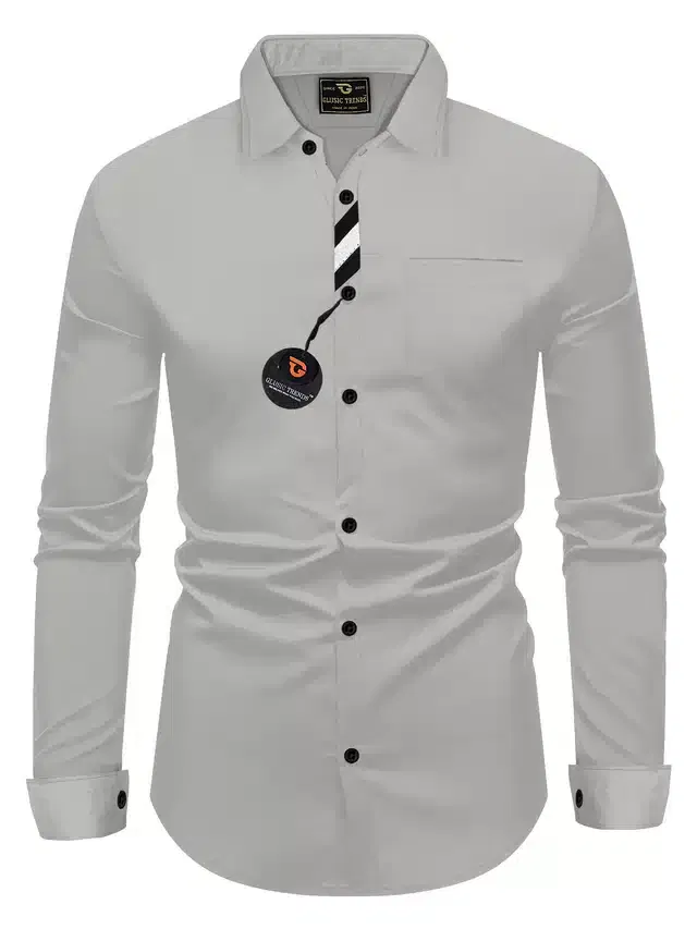 Full Sleeves Shirt for Men (Grey, L)