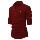 Trendy Cotton Full Sleeves Short Kurta For Men 