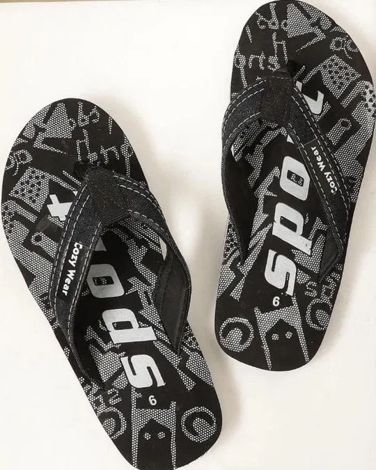 Cozy Wear Slippers For Men (Black, 8)