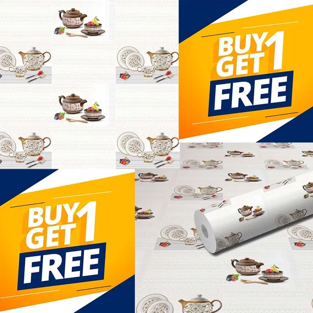 Vinyl Wallpaper for Kitchen Wall (Multicolor, 100x40 cm) (Pack of 2)
