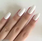 (100 Pcs) Womens Artificial Nails with Glue (White, Set of 2)