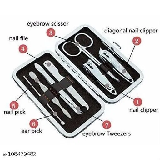 7 Pcs Manicure & Pedicure Tools Set (Silver, Set of 1)