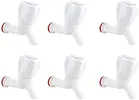 Plastic Short Body Bib Cock Tap with Wall Flange (White, Set of 6)