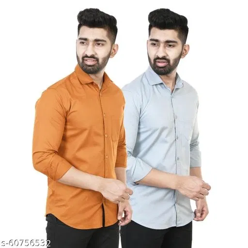 Cotton Blend Solid Shirts for Men, Multicolor (M)