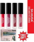 4 Pcs Liquid Lipstick with Kajal, Multicolor, Set of 2