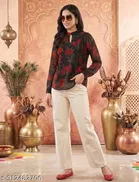 Floral Print Georgette Top for Women 