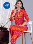 Rayon Floral Print Women's Kurta with Pant Set 