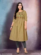 Solid Embroidered Cotton Kurti for Women, Pack of 2 