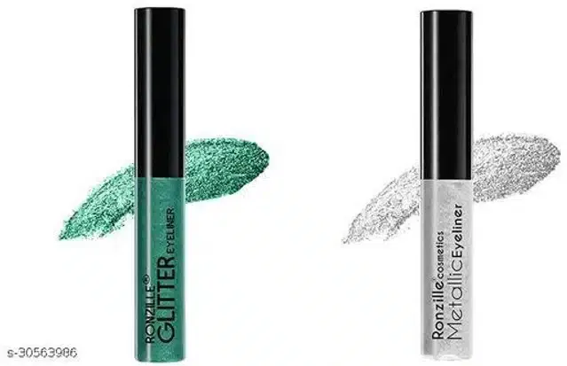 Ronzille Mettallic Glitter Eye Liner (Multicolor, Pack of 2)