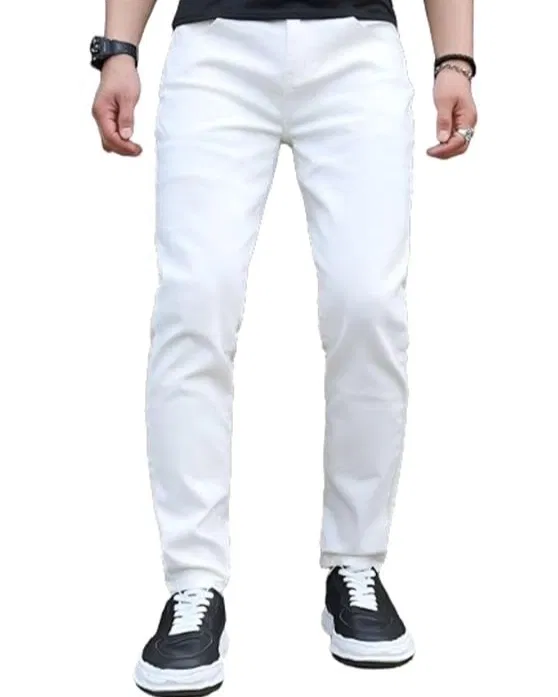 Denim Slim Fit Jeans for Men (White, 30)