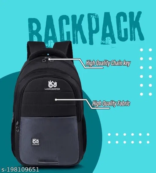 Nylon Backpack for Men & Women, Black