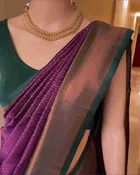Litchi Silk Woven Design Saree for Women, Purple 
