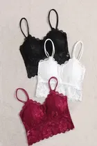 Cotton Solid Padded Bras for Women, Multicolour, Pack of 3 