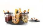 Plastic 6 Pcs Kitchen Storage Jars with Holder 