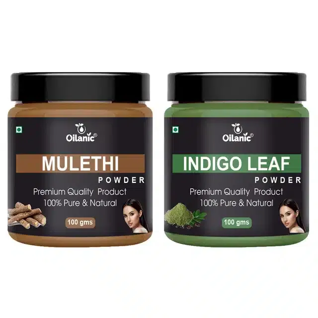 Natural Mulethi & Indigo Leaf Powder for Skin & Hair (Pack of 2, 100 g)