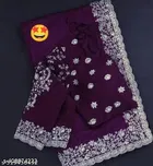 Georgette Embellished Saree For Women, Purple