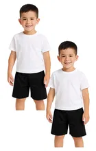 Cotton Shorts for Boys, White, Pack of 2 