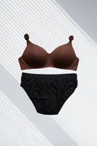 Full Coverage Wireless Padded Bra and Hot Panty Set for Women, Pack of 2 