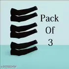 UV Protected Cotton Blend Arm Sleeves for Men & Women, Black, Set of 3