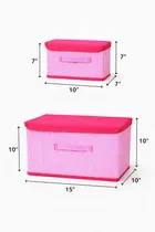 Craft Bazar Multipurpose Foldable Fabric Storage Box Pack of 2 with Lid and Handles for Clothes, Toys, Wardrobe, Shelf and Home Organization